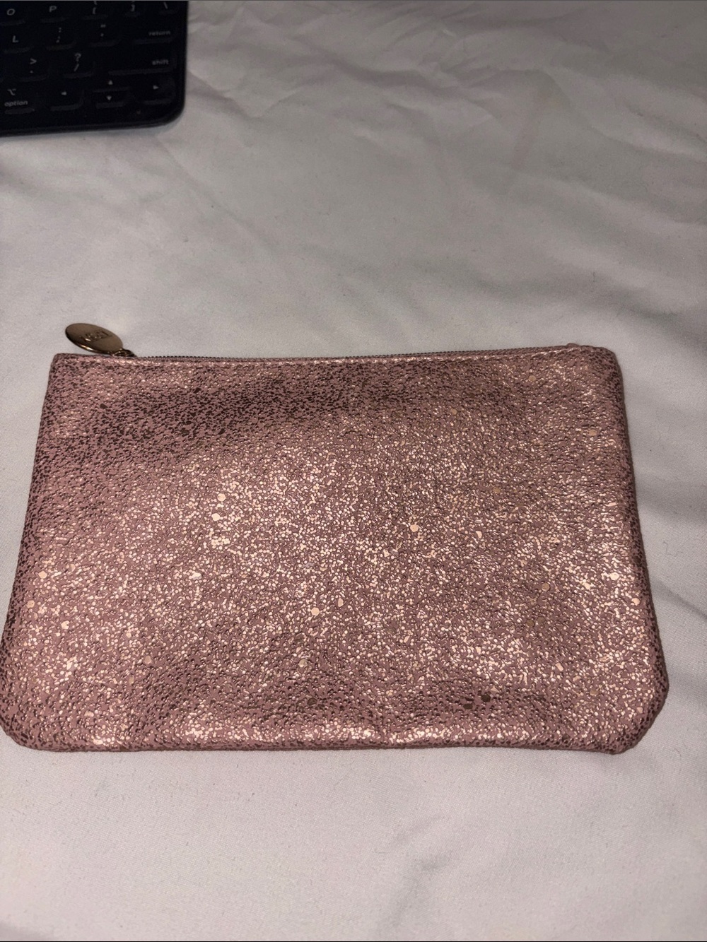 Metallic Rose Gold Zip Pouch